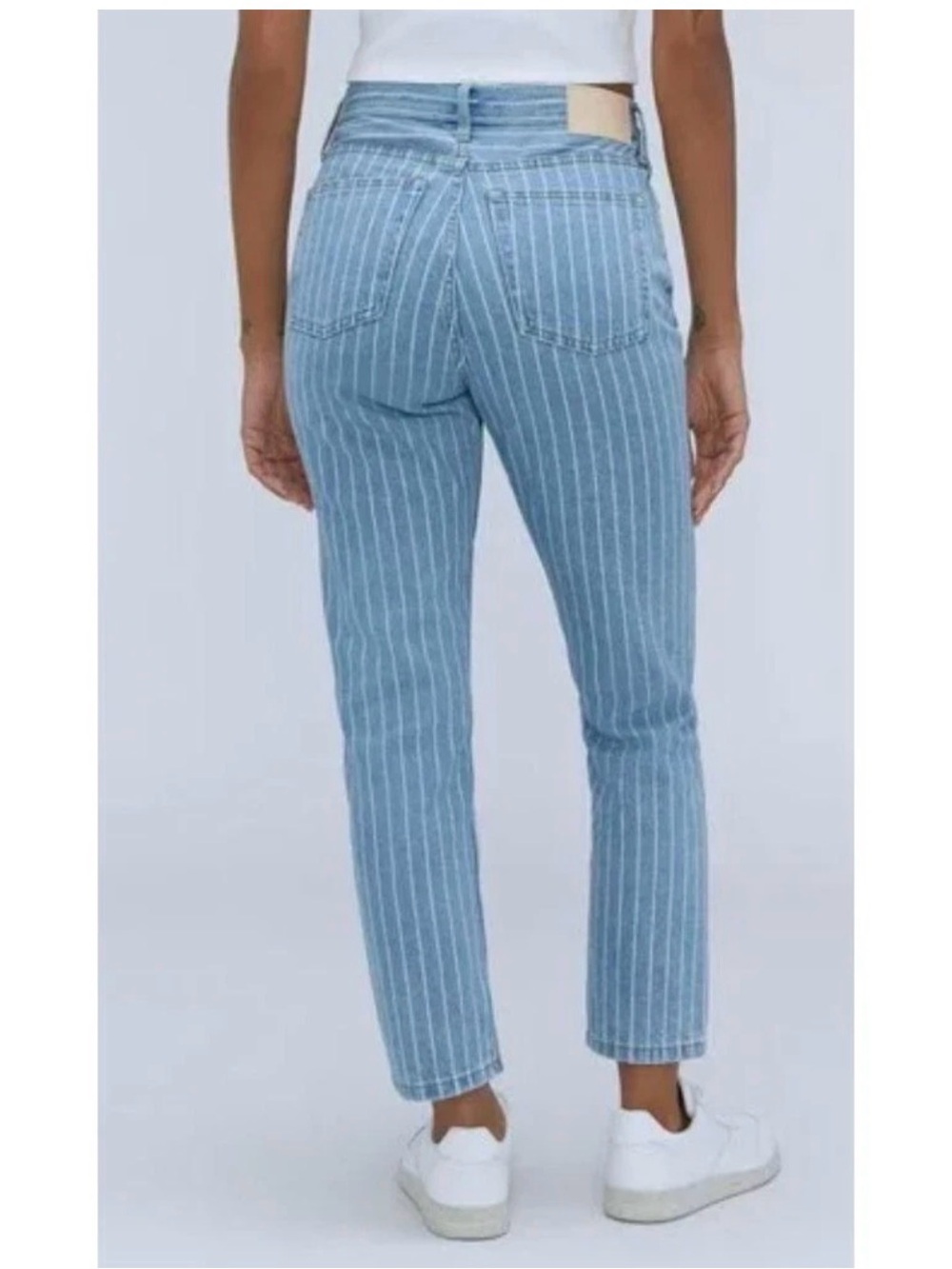 NWT Everlane The 90s Cheeky Straight Ankle Jean Pinstripe Blue - Picture 2 of 6